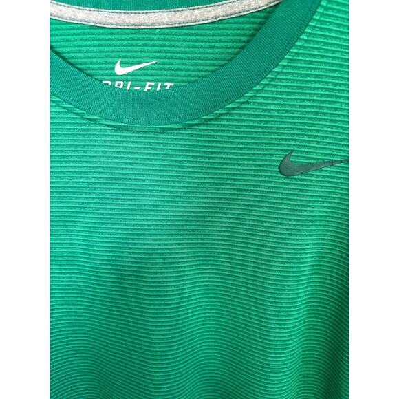 Nike Men's Dri-Fit Touch Training T-Shirt Green Stripe Size Large Short Sleeve - Picture 5 of 6